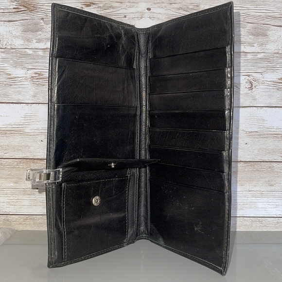 Black Leather Bifold Wallet/CC Organizer, Vintage - Picture 5 of 8